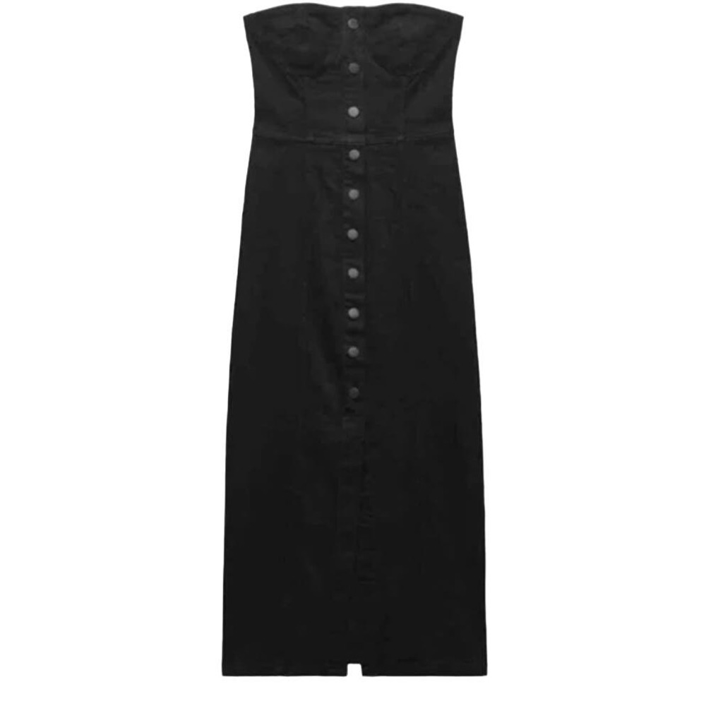 Zara Black Strapless Midi Dress